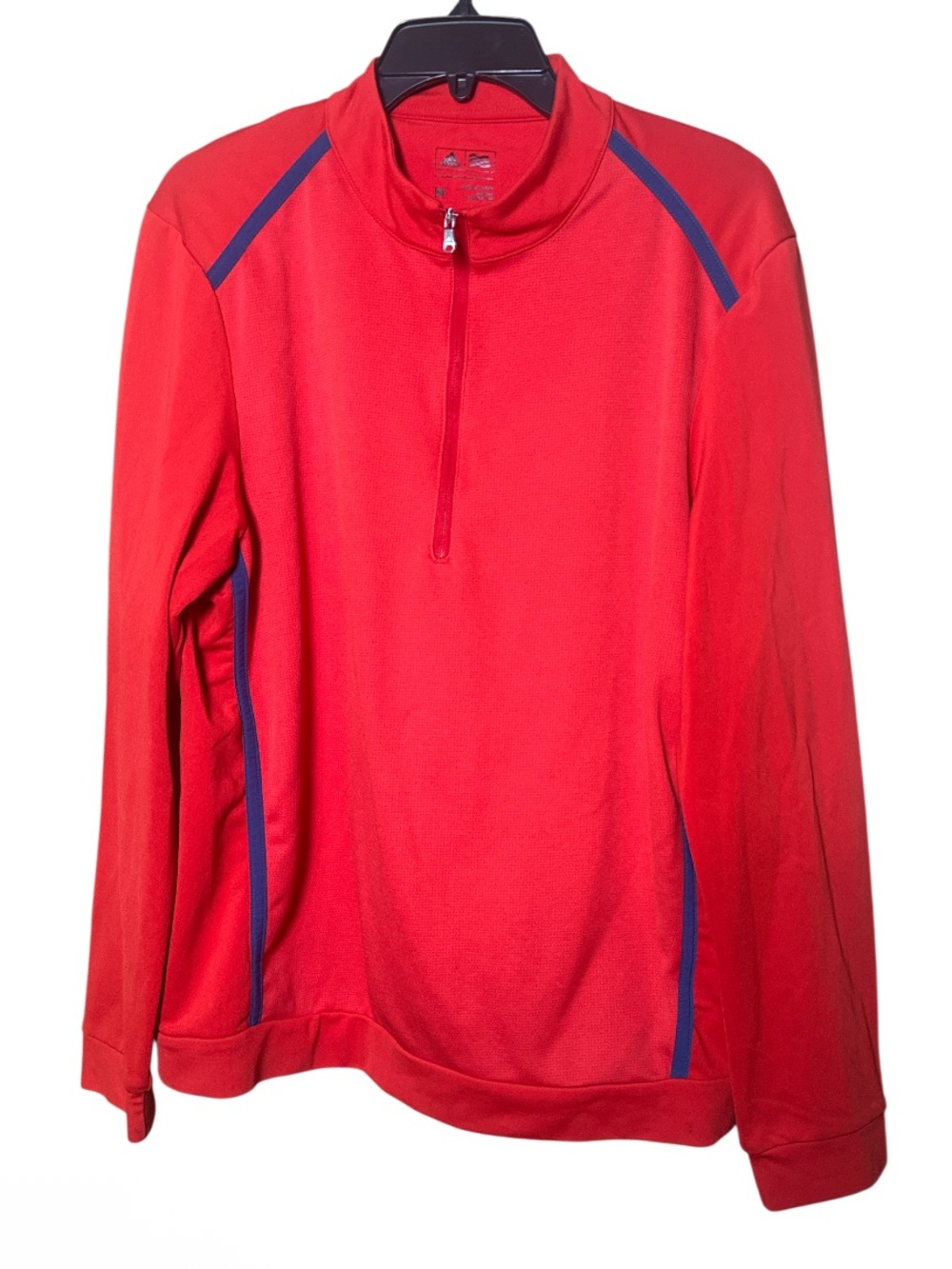 adidas Men's Orange Half-Zip Pullover with Blue Accents - Size M